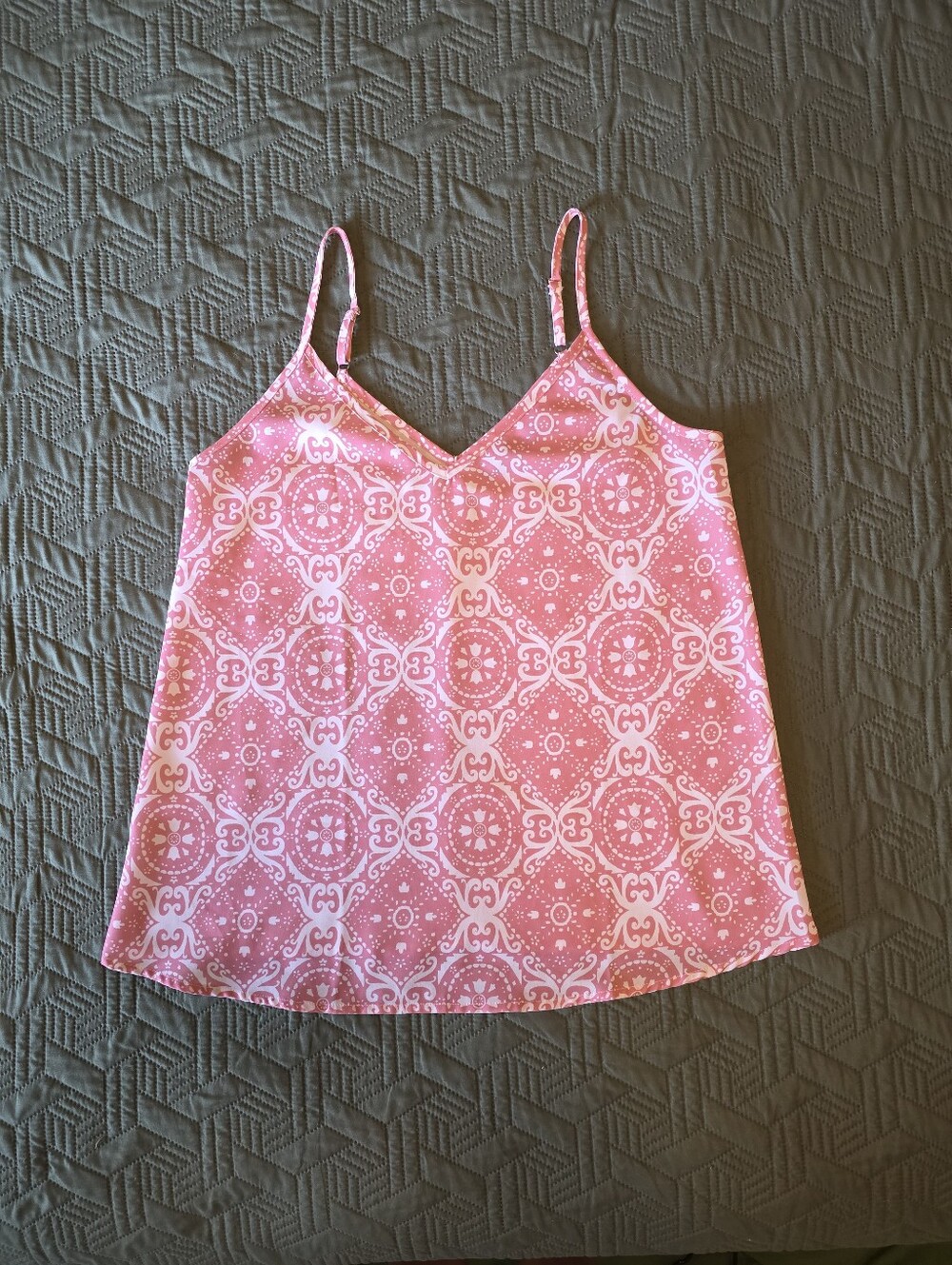 Sleeveless Pink Printed V-Neck Camisole